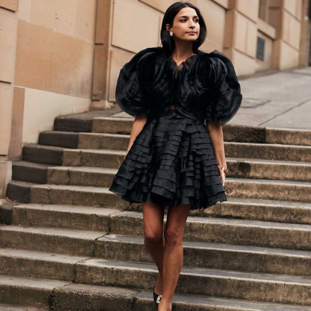 $695 Aje Amour Ruffle Mini Dress Black US 4 AU 8